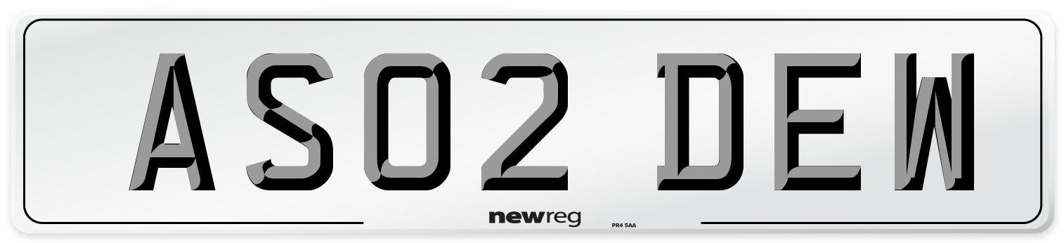 AS02 DEW Number Plate from New Reg